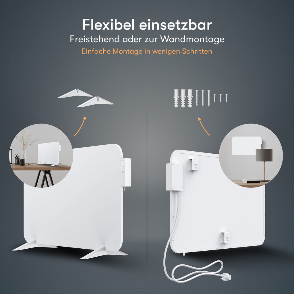 450 Watt Elektroheizung, mit Smart Thermostat, WiFI & App, bis 10m²