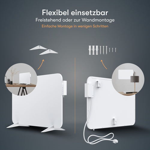 450 Watt Elektroheizung, mit Smart Thermostat, WiFI & App, bis 10m²