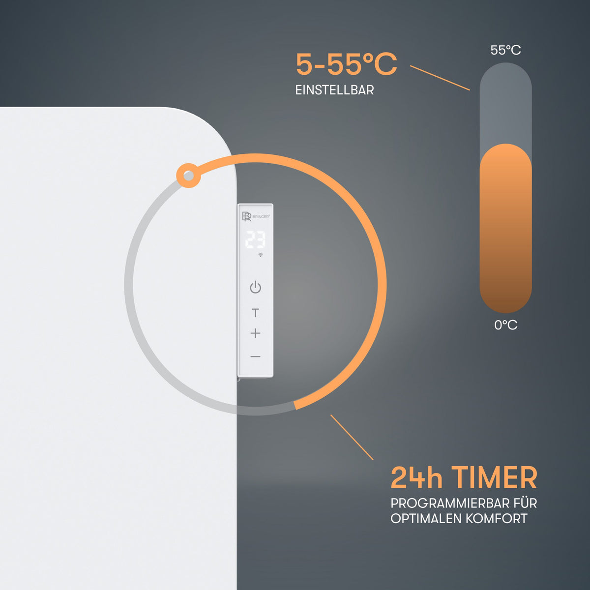 450 Watt Elektroheizung, mit Smart Thermostat, WiFI & App, bis 10m²