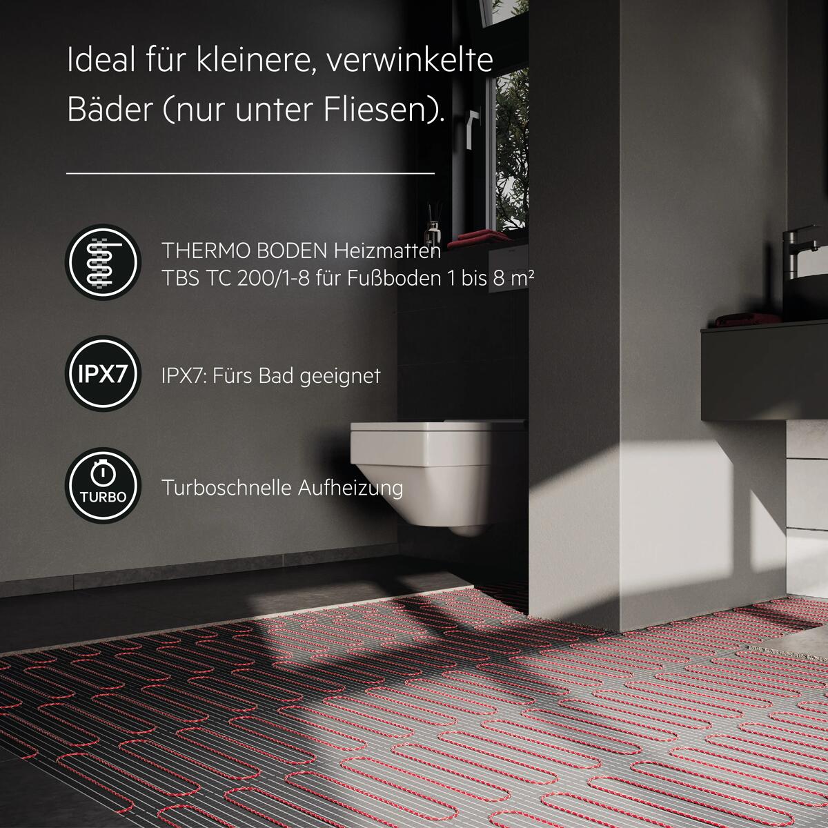 AEG Turbo Thermo Boden TBS TC 200/2 Set Plus, elektrische Fußbodenheizung, Komplettset 2 m², 200 W/m² (205818)