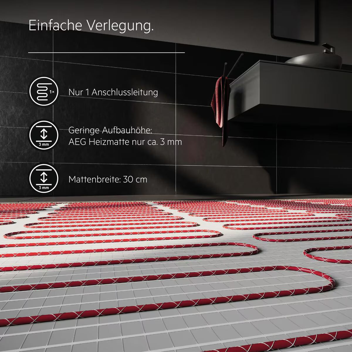 AEG Turbo Thermo Boden TBS TC 200/2 Set Plus, elektrische Fußbodenheizung, Komplettset 2 m², 200 W/m² (205818)