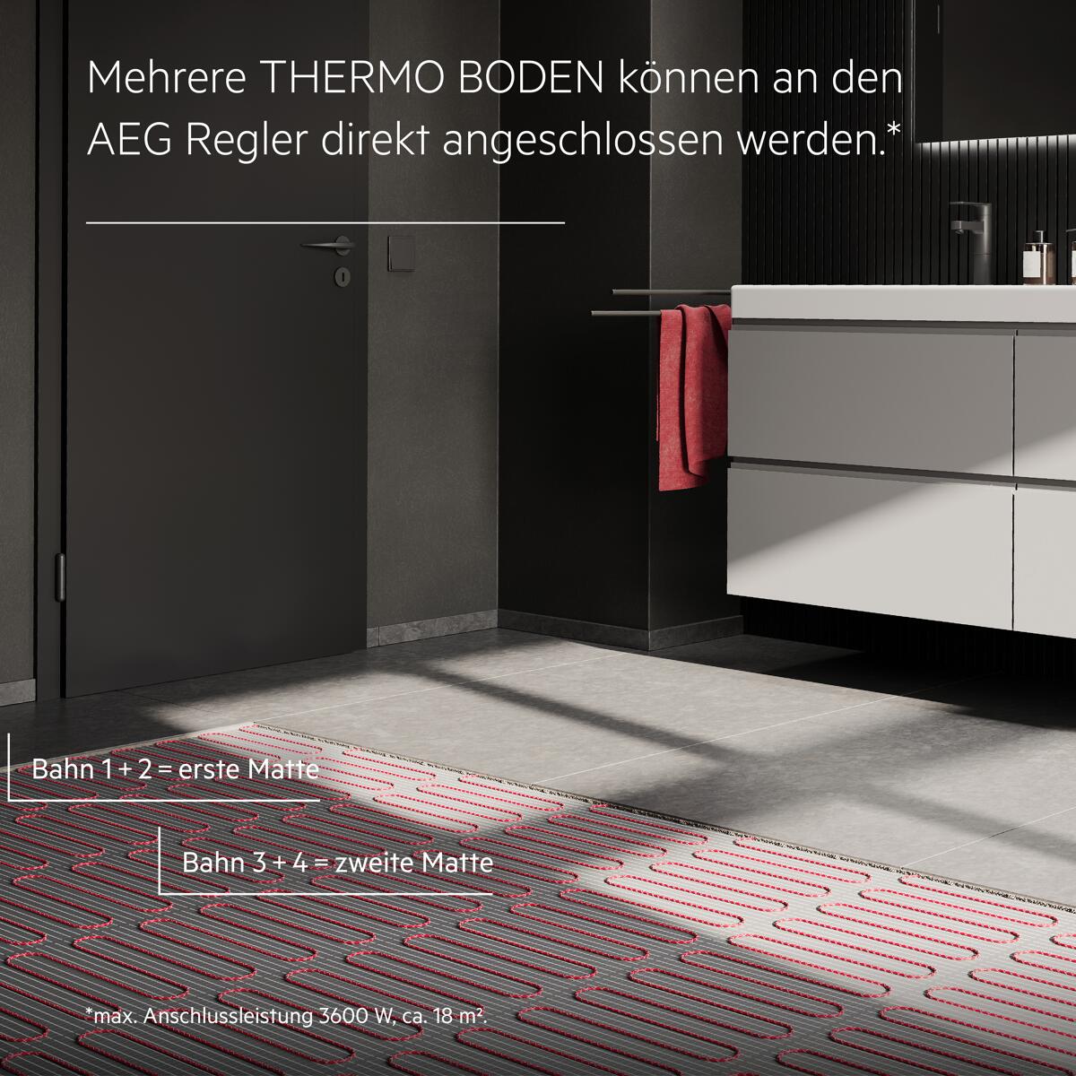 AEG Turbo Thermo Boden TBS TC 200/2 Set Plus, elektrische Fußbodenheizung, Komplettset 2 m², 200 W/m² (205818)