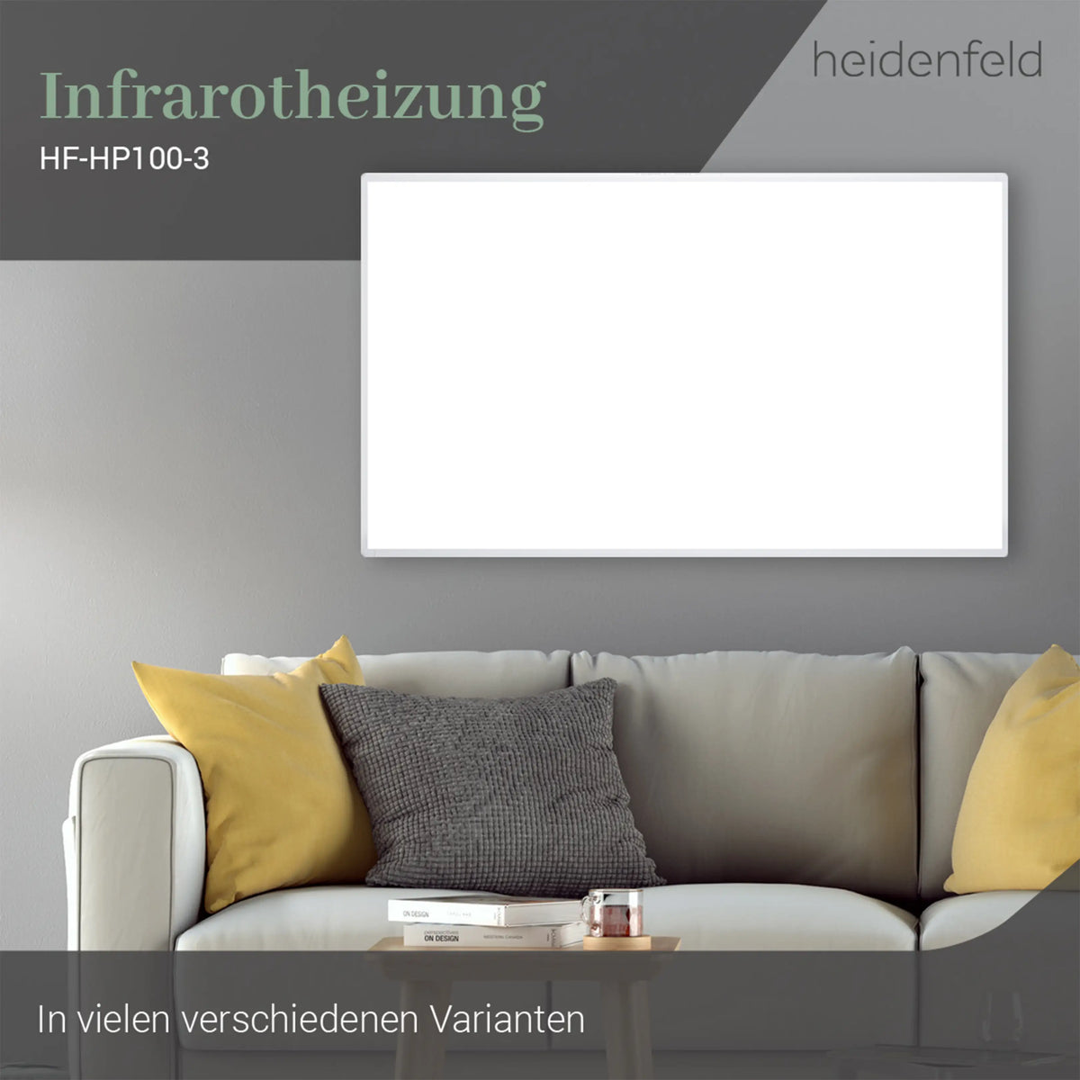 HEIDENFELD HF-HP100-3 | Infrarotheizung (1000 Watt, Raumgröße: 25 m²)