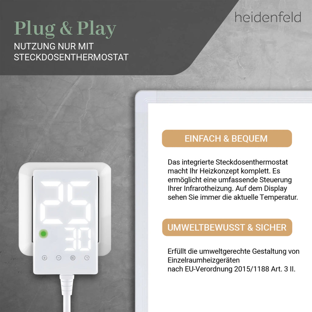 HEIDENFELD HF-HP100-3 | Infrarotheizung (1000 Watt, Raumgröße: 25 m²)