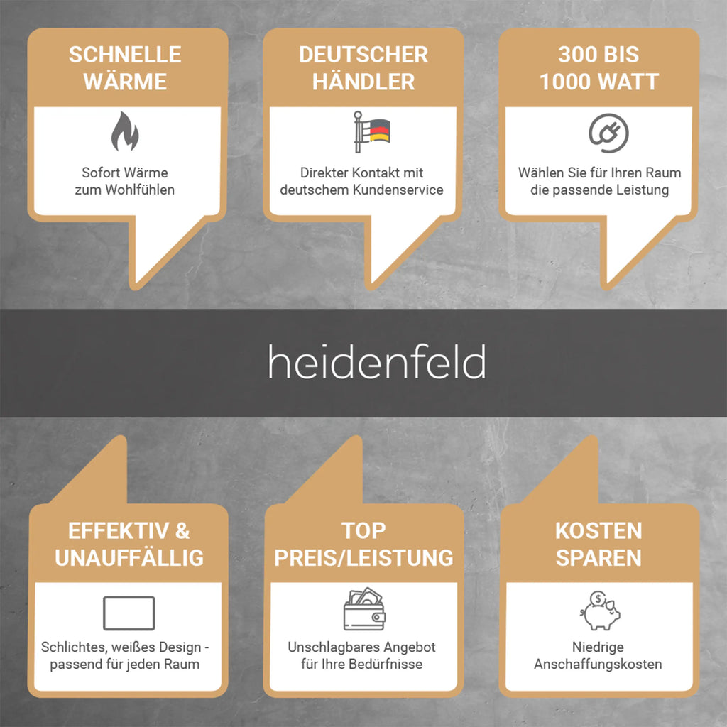 HEIDENFELD HF-HP100-3 | Infrarotheizung (1000 Watt, Raumgröße: 25 m²)