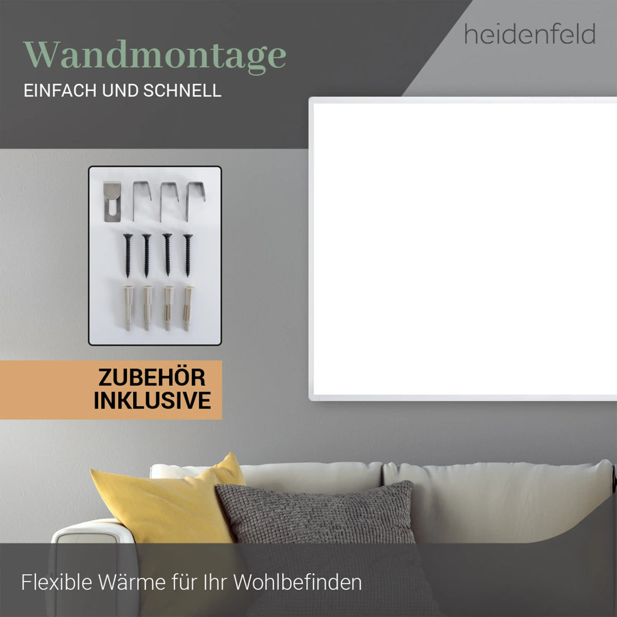 HEIDENFELD HF-HP100-3 | Infrarotheizung (1000 Watt, Raumgröße: 25 m²)