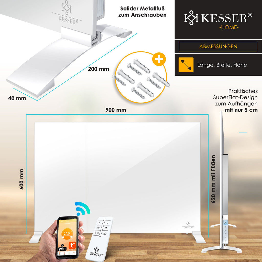 Infrarotheizung Kesser mit Thermostat Energiesparend 2in1 Standgerät & Wandmontage