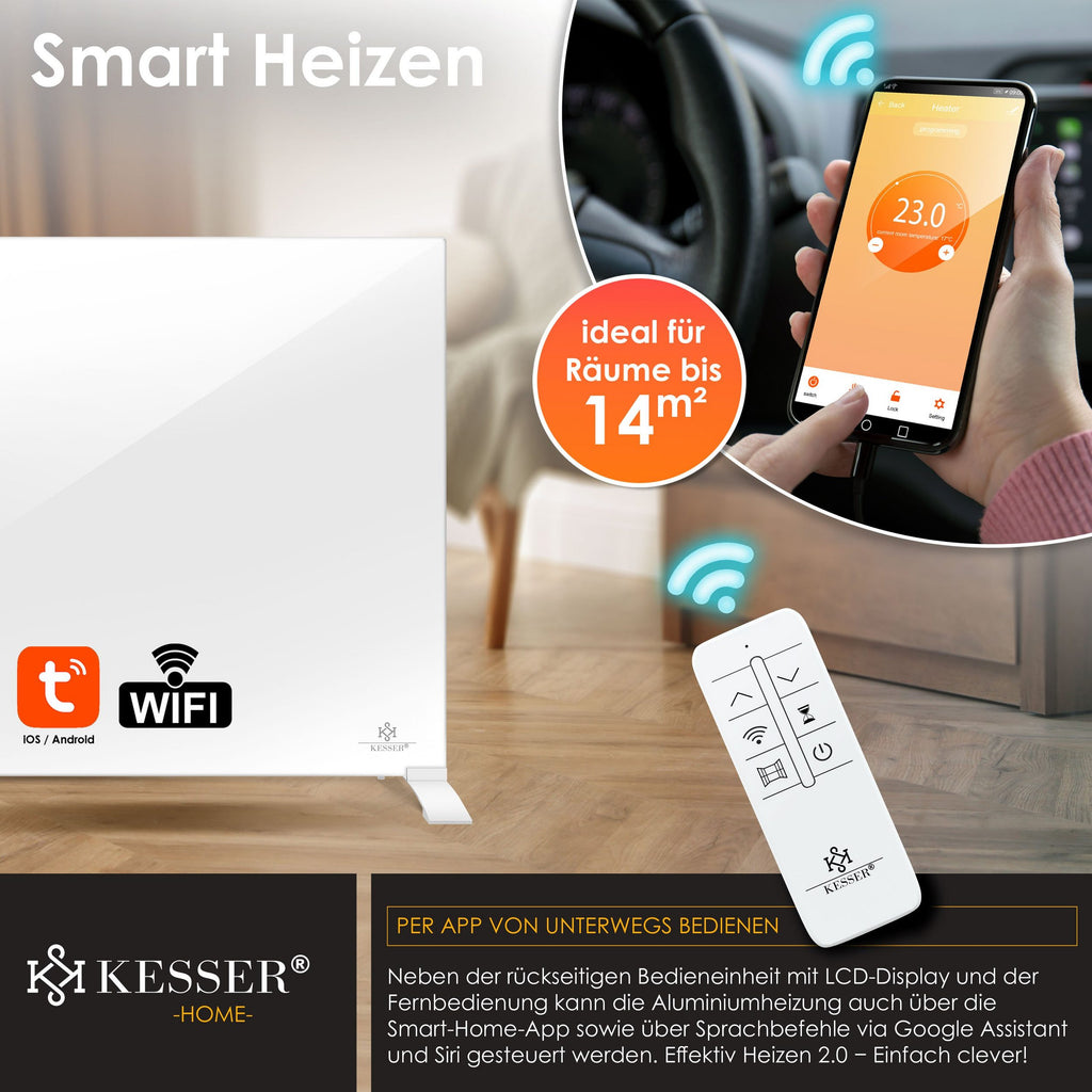 Infrarotheizung Kesser mit Thermostat Energiesparend 2in1 Standgerät & Wandmontage