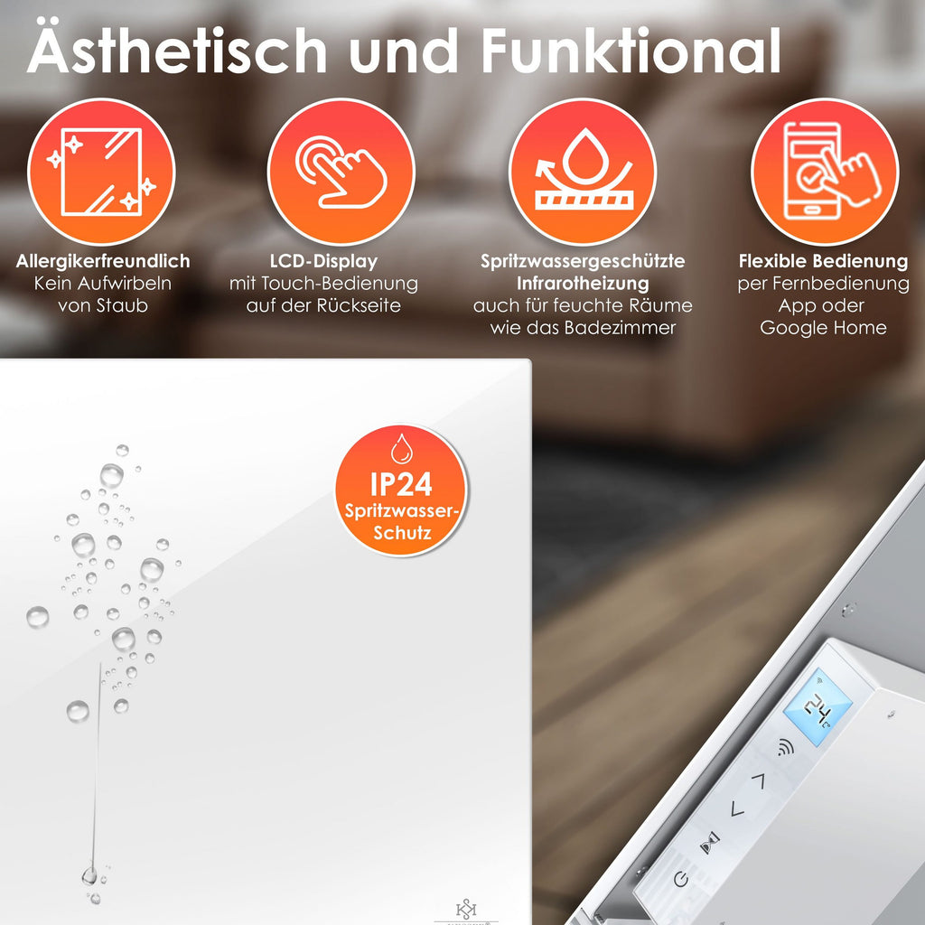Infrarotheizung Kesser mit Thermostat Energiesparend 2in1 Standgerät & Wandmontage