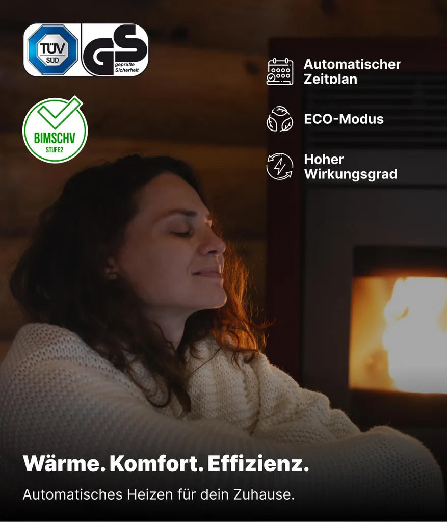 Nemaxx P9 Pelletofen Pelletkaminofen 11kW Kaminofen Heizofen Pellet Ofen Kamin Pelletheizung Heizgerät Kaminheizung Pellets -schwarz- WiFi-Ready