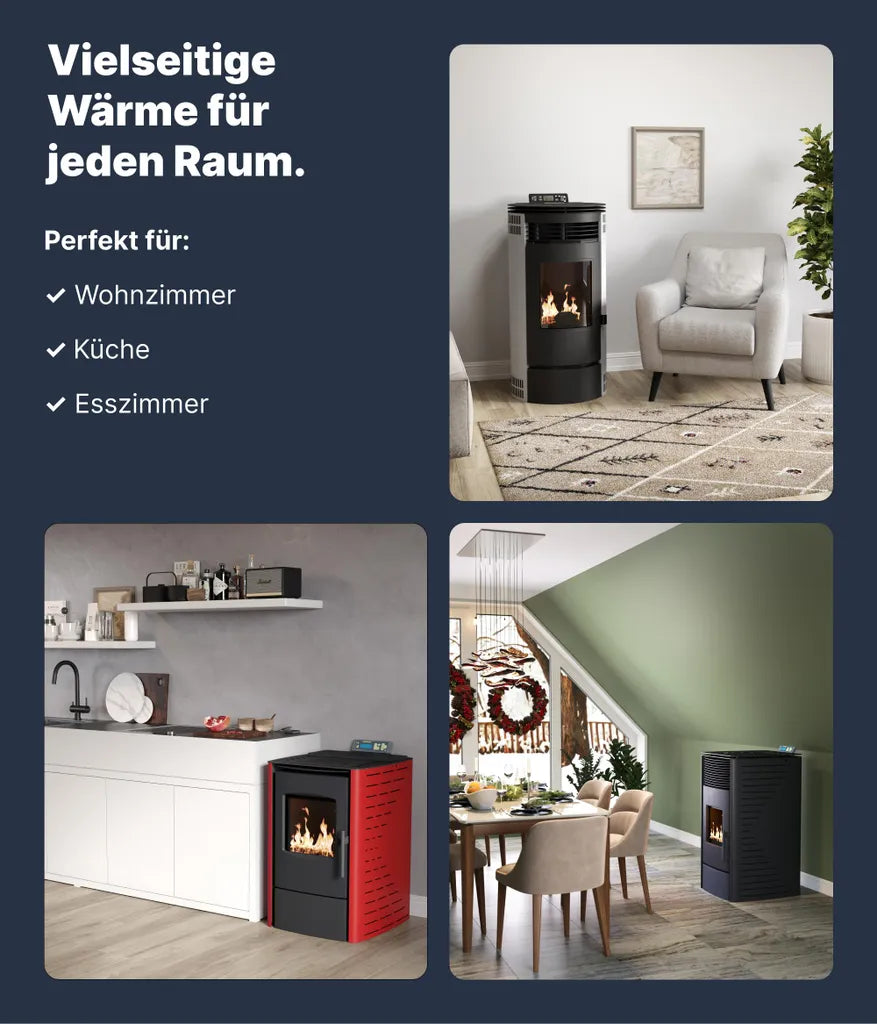 Nemaxx P9 Pelletofen Pelletkaminofen 11kW Kaminofen Heizofen Pellet Ofen Kamin Pelletheizung Heizgerät Kaminheizung Pellets -schwarz- WiFi-Ready